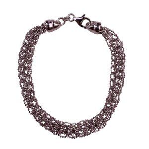 Sterling Silver Womens Multi-Strand Bracelet .925 Lobster Clasp Italy